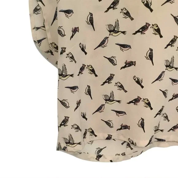 Blouse with Birds and Buttons on Back, Size Small - Picture 5 of 6